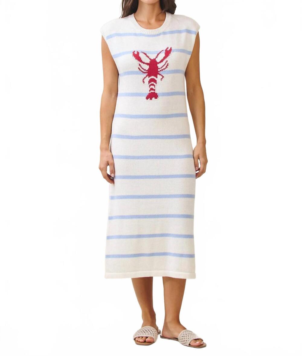 NEW ABLE striped lobster sweater midi dress in white